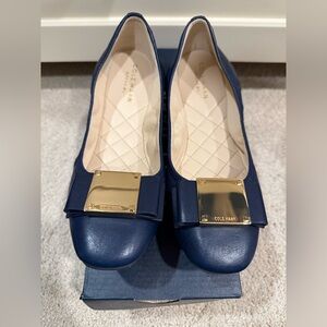 Cole Haan Blue and Cream Quilted Flats